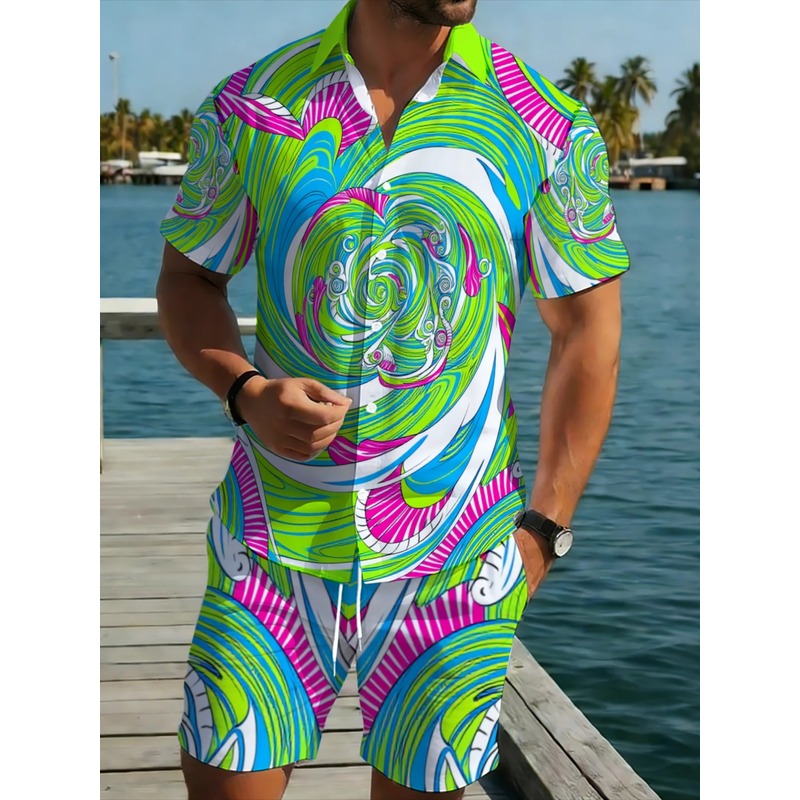 Printed Floral Shirt - Conjunto de Camisa Masculina de Verão