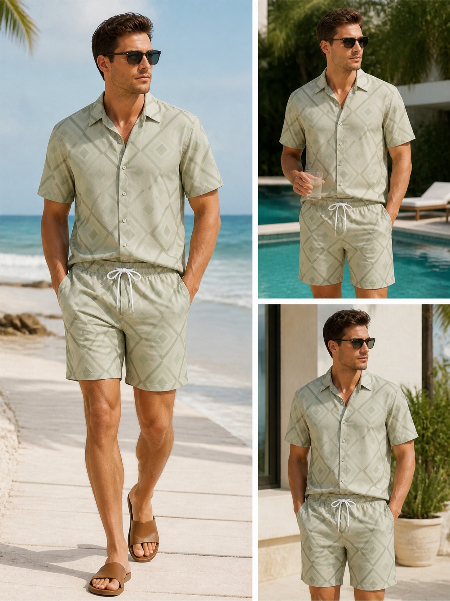 Printed Floral Shirt - Conjunto Masculino de Camisa Floral de