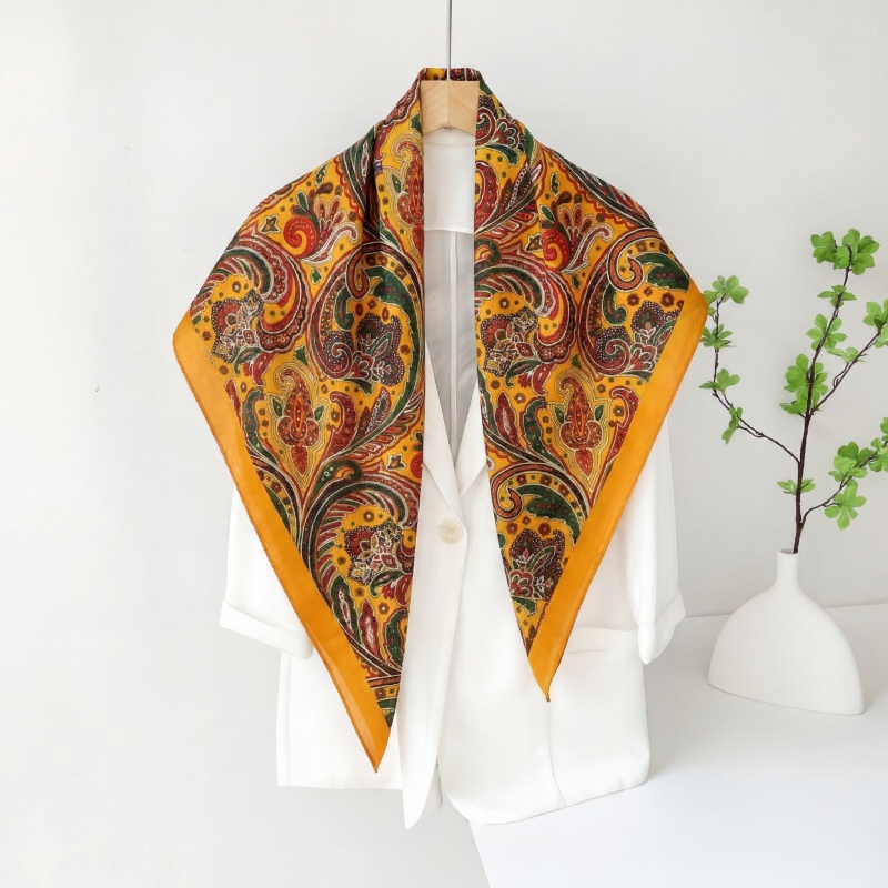 Vintage Fashion Hijab - Lenço Quadrado de Cetim Vintage Feminino,