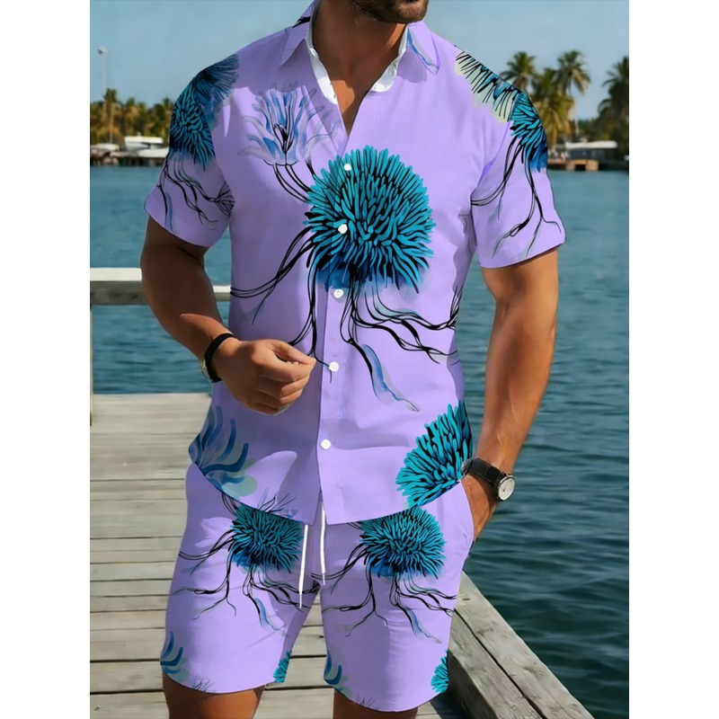 Printed Floral Shirt - Conjunto de Camisa Havaiana e Shorts
