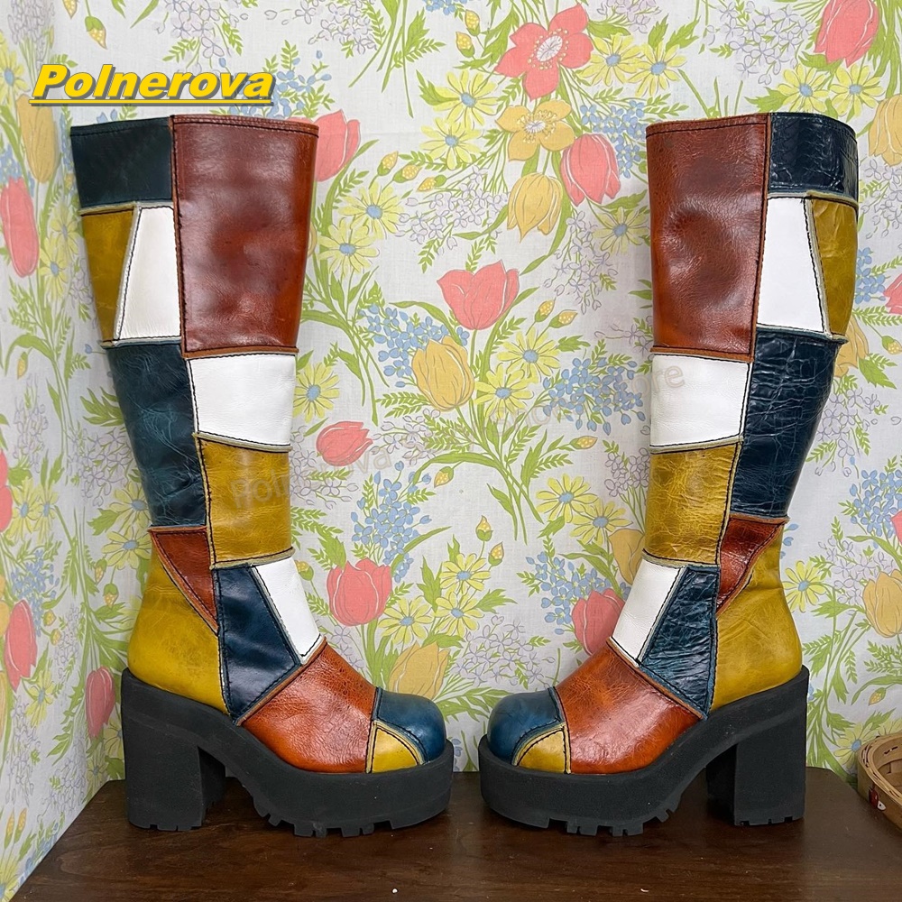 Vintage Fashion Streetwear - Botas Femininas Retrô de Couro com