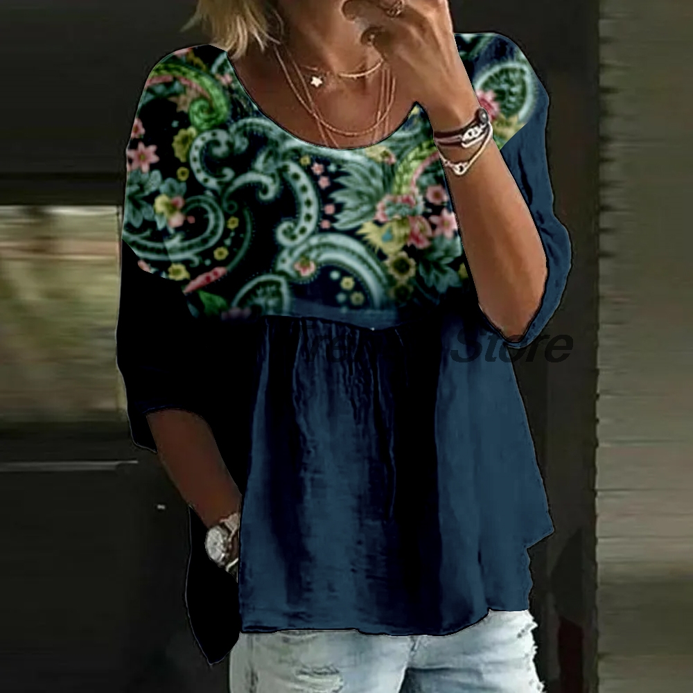 Printed Floral Shirt - Blusa feminina casual com estampa floral,