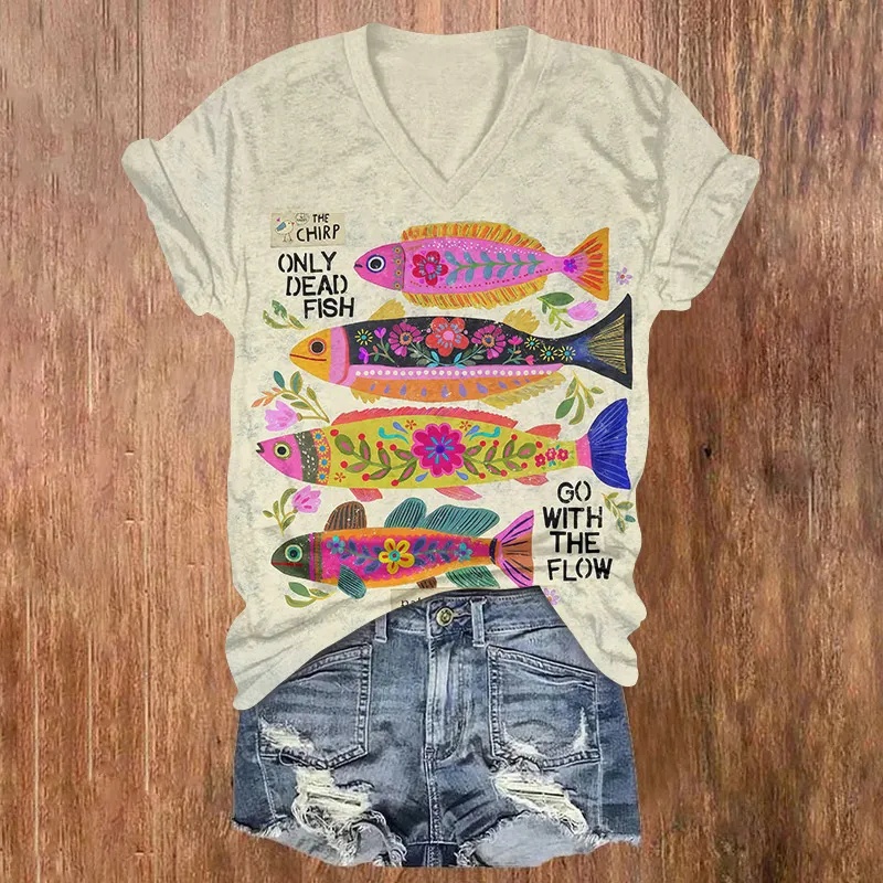 Printed Floral Shirt - Camiseta Vintage Engraçada com Estampa Floral