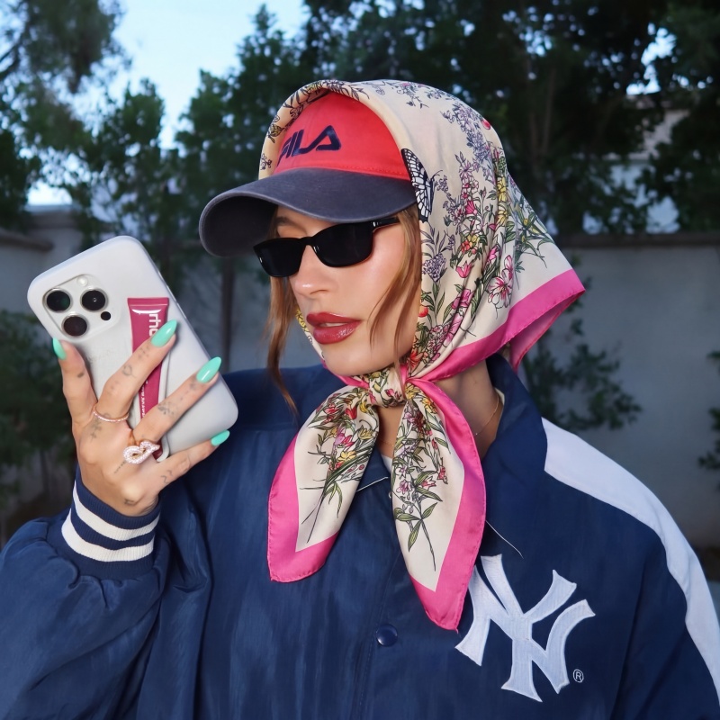Vintage Fashion Hijab - Lenço de Seda Quadrado da Moda