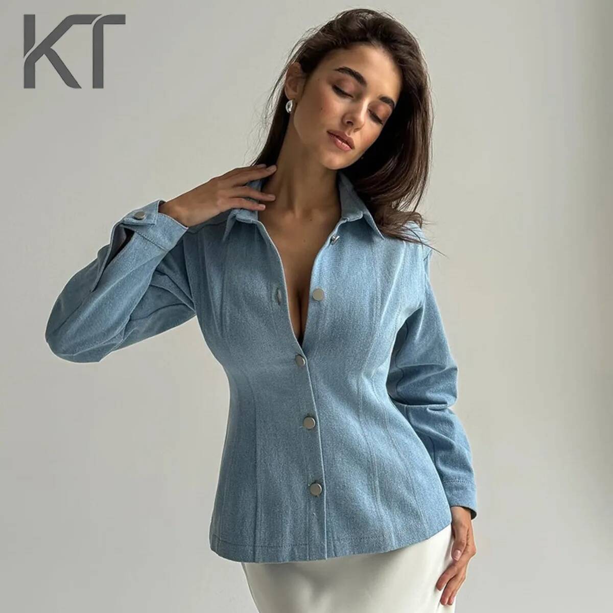 Vintage Fashion - Camisa Jeans Vintage KT para Mulheres
