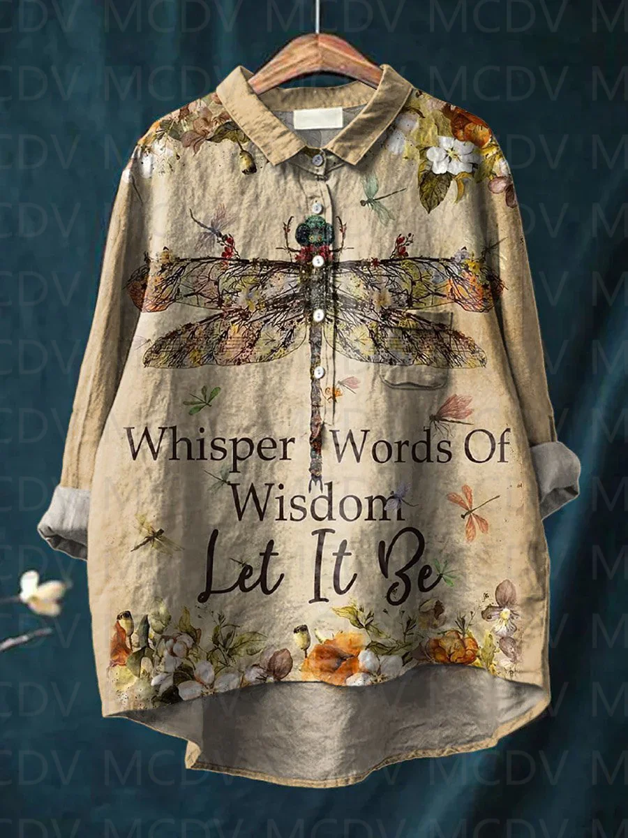 Printed Floral Shirt - Camisa de linho casual floral, paz