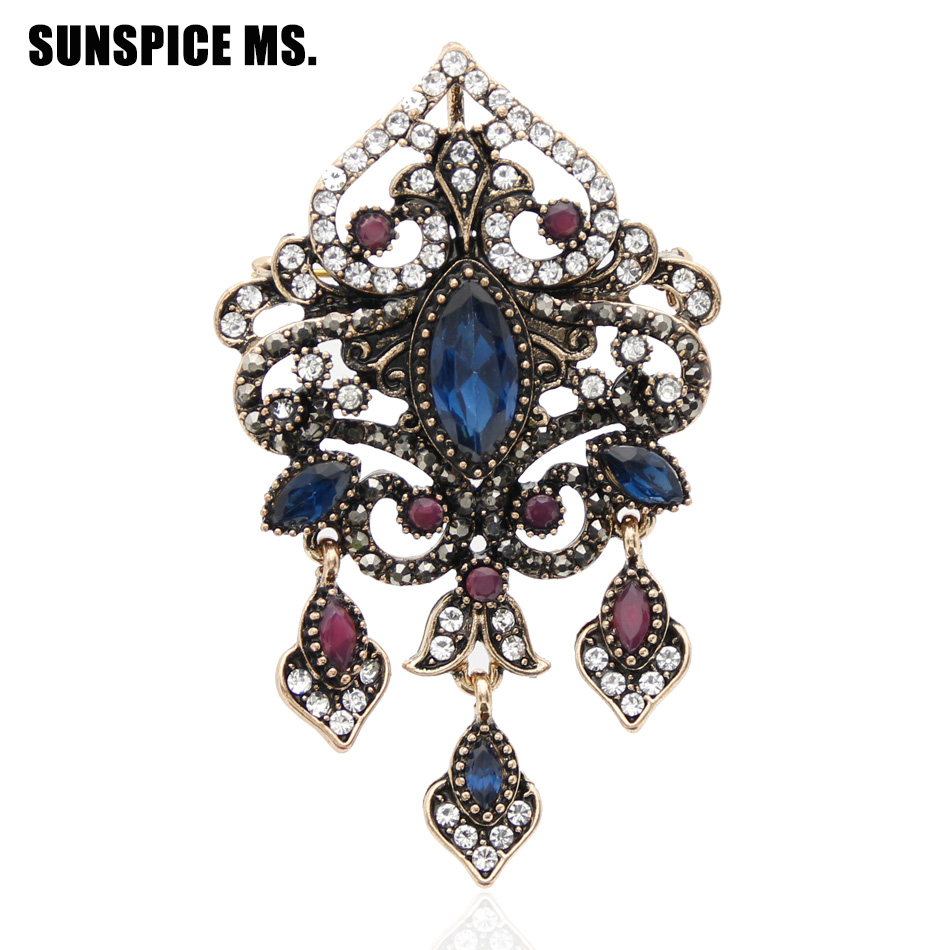 Vintage Fashion Hijab - Sunspicems broche feminino turco, antigo, cor