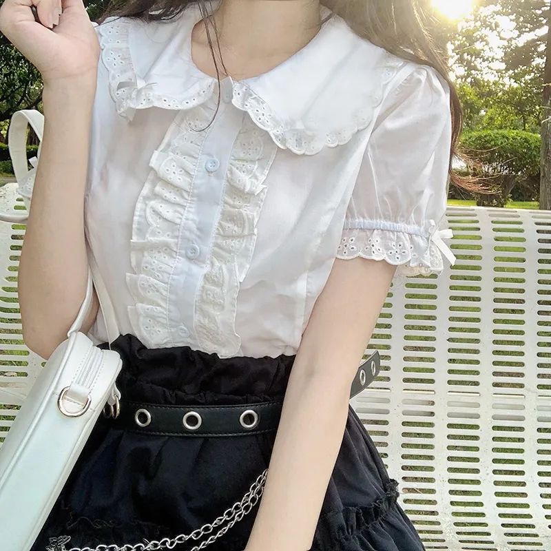 Vintage Fashion Japan - Deeptown kawaii lolita blusas brancas mulheres