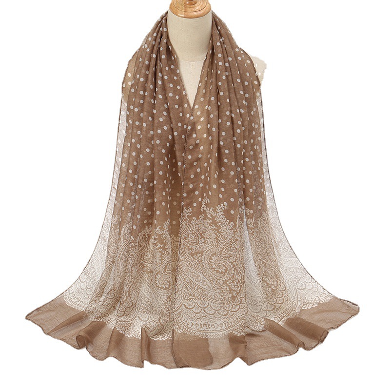 Vintage Fashion Hijab - Vintage gradiente polk dot algodão cachecol
