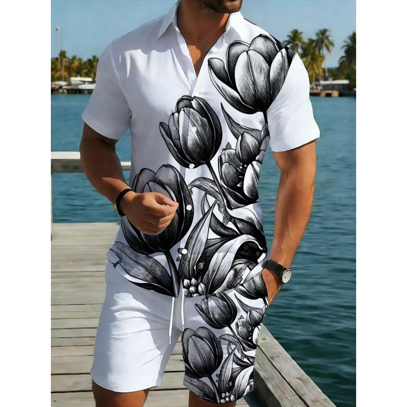 Printed Floral Shirt - Conjunto Masculino de Camisa e Shorts