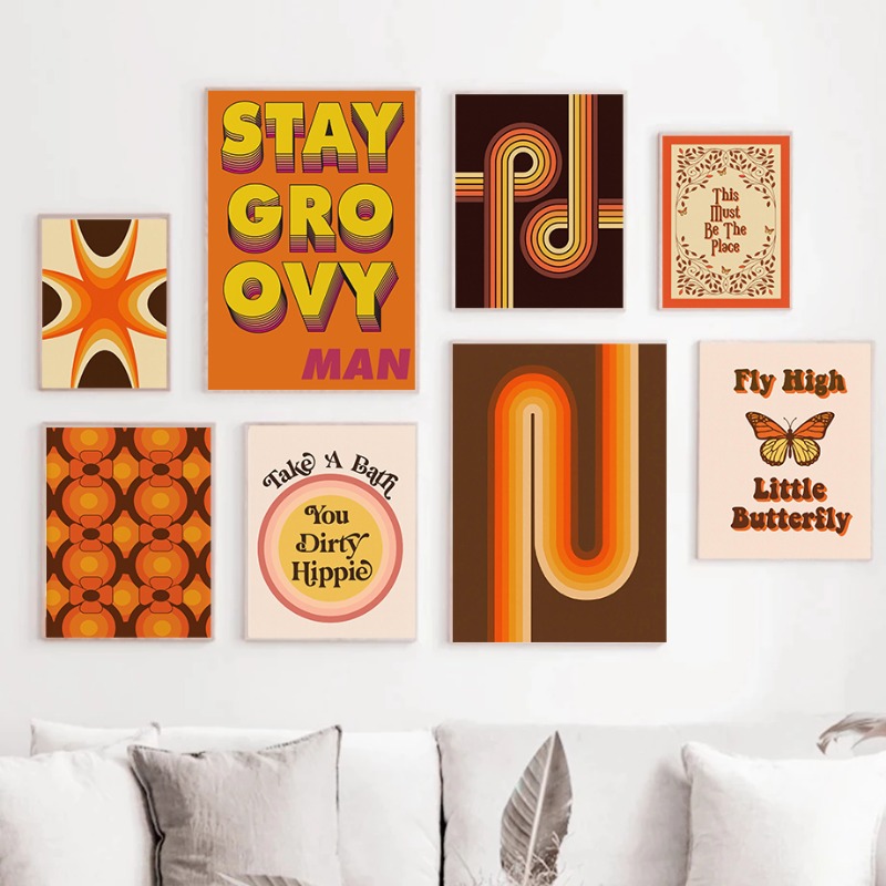 Vintage Fashion Wall Art - Pôster Retrô Hippie Anos 70 com