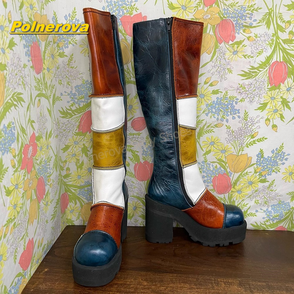 Botas Femininas Retrô de Couro - Vintage Fashion Streetwear avaliação e preço