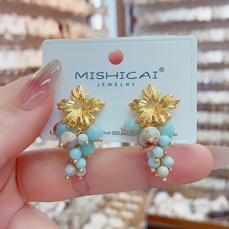 Turquesa uva cluster brincos d - Vintage Fashion Influencers avaliação e preço