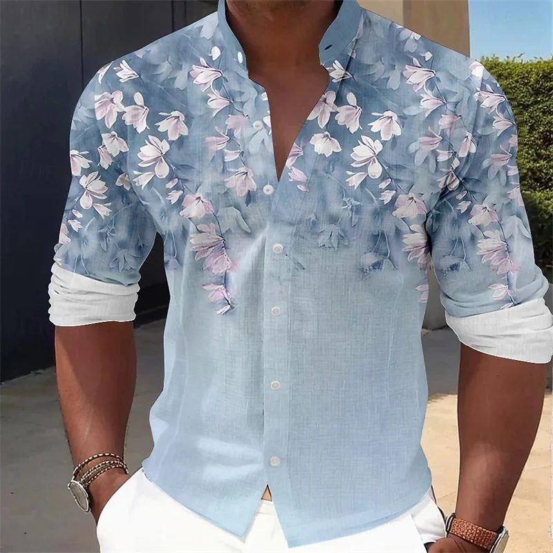 Camisa Masculina de Manga Long - Printed Floral Shirt avaliação e preço