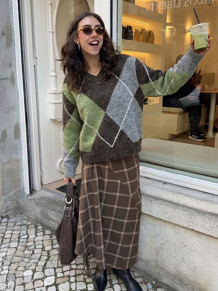 Hh moda feminina argyle camiso - Vintage Fashion Trends 2026 avaliação e preço
