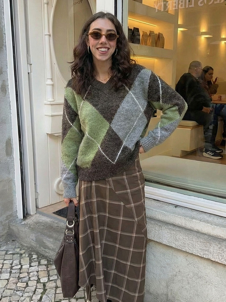 Hh moda feminina argyle camiso - Vintage Fashion Trends 2026 avaliação e preço