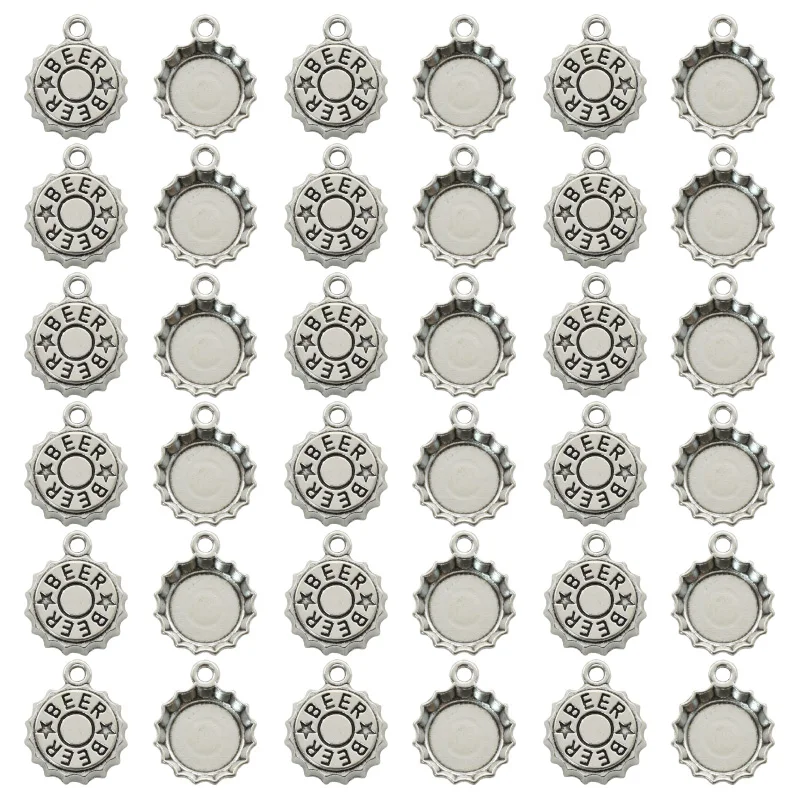 Antique Silver Plated Beer Cap - Vintage Fashion Earrings avaliação e preço
