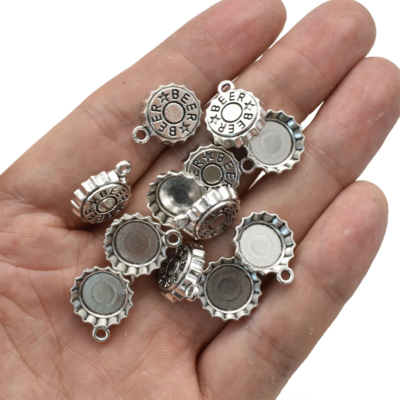 Antique Silver Plated Beer Cap - Vintage Fashion Earrings avaliação e preço