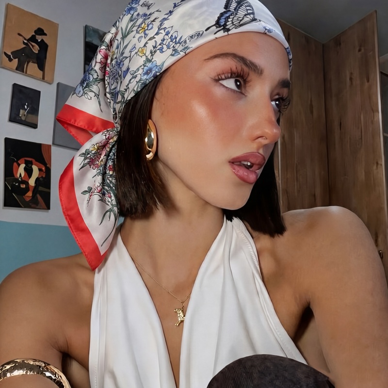 Lenço de Seda Quadrado da Moda - Vintage Fashion Hijab avaliação e preço