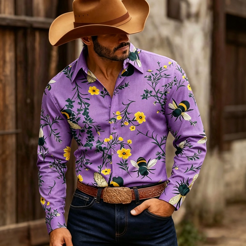 Camisa Masculina de Manga Long - Printed Floral Shirt avaliação e preço