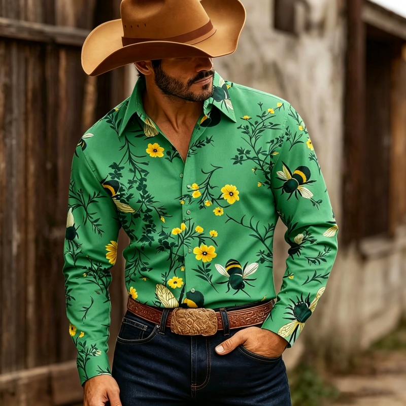 Camisa Masculina de Manga Long - Printed Floral Shirt avaliação e preço