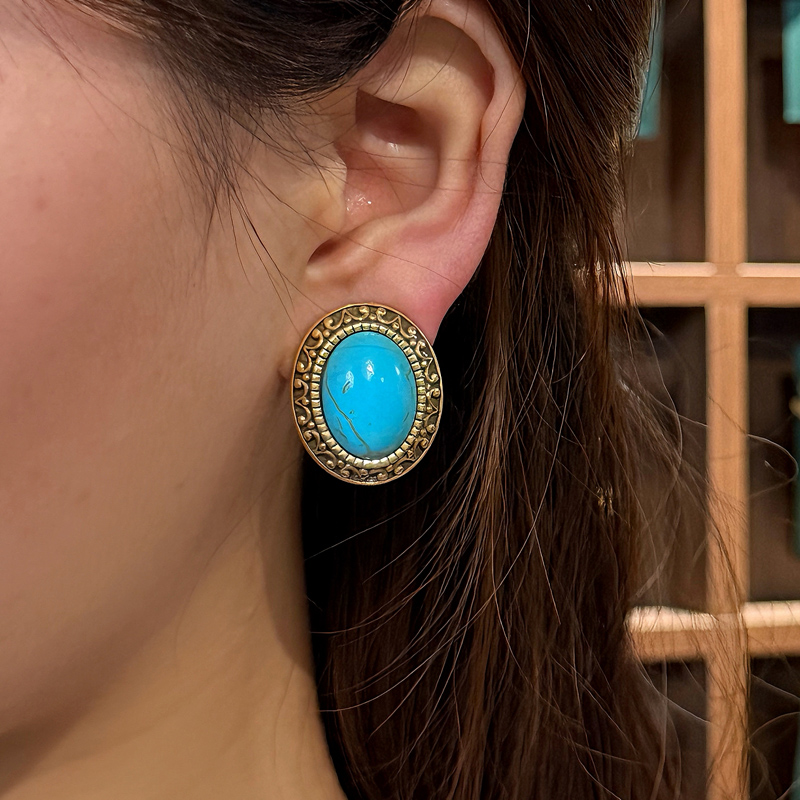 Brincos de Pedra Natural Azul  - Vintage Fashion Trends 2026 avaliação e preço