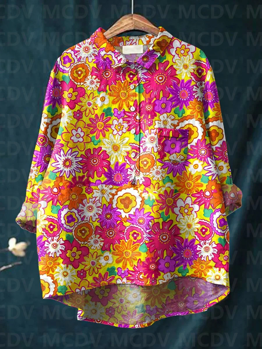 Camisa feminina vintage com es - Printed Floral Shirt avaliação e preço