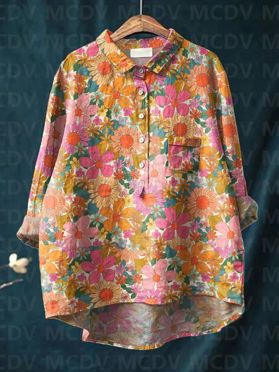 Camisa feminina vintage com es - Printed Floral Shirt avaliação e preço